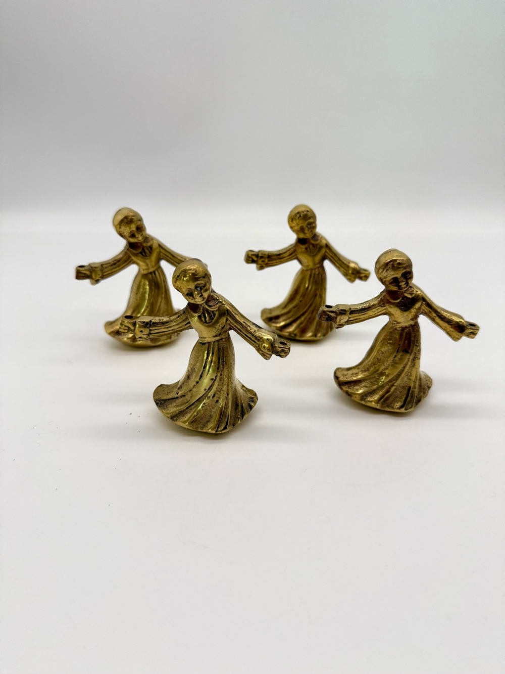 Vtg BMF Germany Brass Dancing Girl Angel Candle Holder Lot Mid Century Christmas
